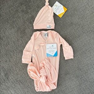Charming Kids Pink Knotted Gown and Hat Set